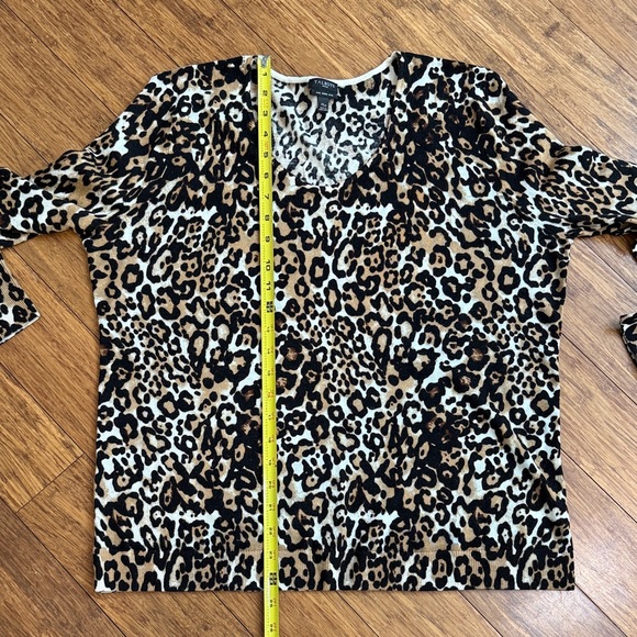 Talbots Petite Leopard Print Merino Wool Sweater - Picture 7 of 8